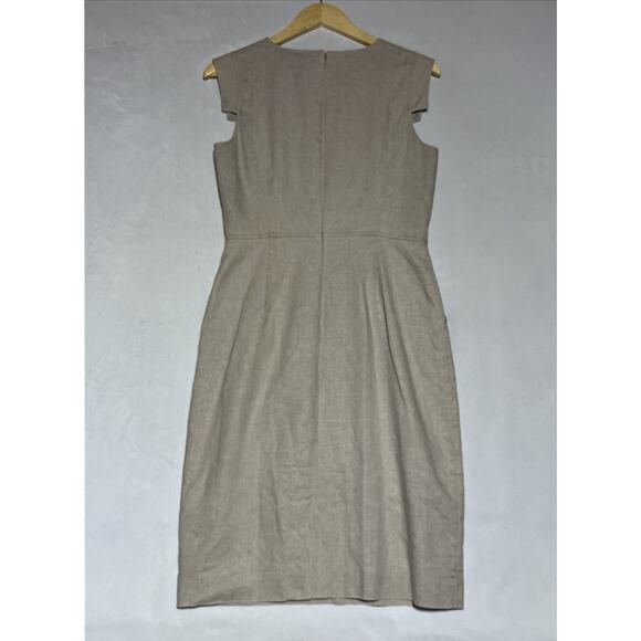 J Crew Resume Dress in Stretch Linen Blend Size 4 Natural Tan Career Work Office - Picture 2 of 12